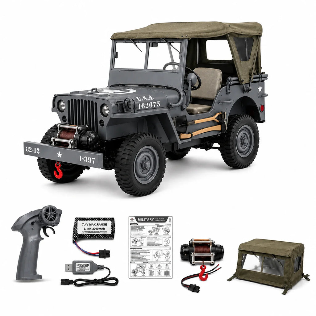 Original Willys Military RC Jeep with Canvas Cover & Winch